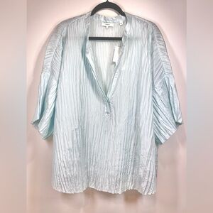Vince Women’s‎ Plus Size Crushed Silk Short Sleeve Color Sky Size 3X